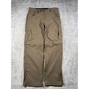 Prana Pants Mens Large Brown Zion Convertible Cargo Zip Off Hiking Gorpcore